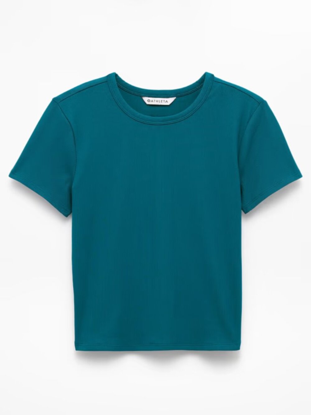Athleta Women's Signature Rib Crop Short Sleeve Tee, Coastal Teal, Size XS